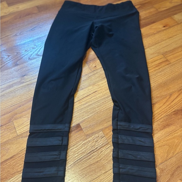 90 Degree By Reflex Black Leggings with Wide Waistband and Stripes - Picture 1 of 4